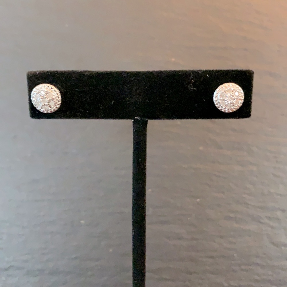 Macy’s diamond and sterling silver halo stud earrings